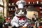 Cat Dressed as a Chef Striking a Humorous and Professional Pose - Reminiscent of Ratatouille with Whisk
