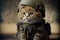 Cat dressed as soldier, created with Generative AI technology