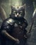 A cat dressed in imposing medieval armour
