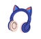 Cat-eared headphones. Wireless cordless head phones, modern cute design. Audio device, music accessory. Electronic sound
