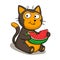 Cat Eat watermelon cartoon