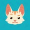 Cat emotional head. Vector illustration of cute kitty shows distrust emotion. Doubt emoji. Smiley icon. Print, chat