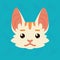 Cat emotional head. Vector illustration of cute kitty shows neutral emotion. Poker face emoji. Smiley icon. Chat