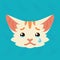 Cat emotional head. Vector illustration of cute kitty shows sad emotion. Crying emoji. Smiley icon. Print, chat
