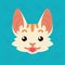 Cat emotional head. Vector illustration of cute kitty shows surprised emotion. Exited emoji. Smiley icon. Chat