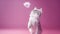 Cat Executing A Flawless Backflip To Catch A Feather Toy Pastel Light Purple And Light Crimson Backg