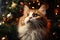 Cat exploring and interacting with Christmas decorations in amusing ways, bringing joy and laughter to the holiday season.