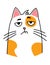 Cat expression. Cartoon pet with cute emotion, creative emoji of home animal. Vector illustration of funny mood of cat