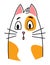 Cat expression. Cartoon pet with cute emotion, creative emoji of home animal. Vector illustration of funny mood of cat