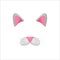 Cat face elements. Vector illustration. Animal character ears and nose. Video chart filter effect for selfie photo decoration. Car