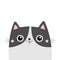 Cat face head showing tongue. Cute cartoon kitten character. Kawaii animal silhouette. Funny baby kitty. Happy Valentines Day.