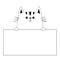 Cat face head silhouette hanging on paper board template. Paw hands. Contour line. Funny baby kitten. Cute cartoon kitty character