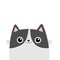 Cat face head. White gray silhouette. Cute cartoon kitten character. Kawaii animal. Funny baby kitty. Happy Valentines Day. Love