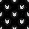 Cat face with moon on night sky seamless pattern background. Cute magic, occult design.