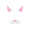 Cat face vector illustration. Cat character ears and nose for video chart filter effect, kitten mask for selfie photo