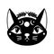 Cat face witch mystic.Animal head isolated in white background.Wiccan esoteric boho kitten.V