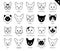 Cat Faces Icon Cartoon Black and white