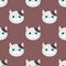 Cat. flat feline head. seamless pattern, vector background