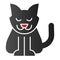 Cat flat icon. Creepy demon with tail, witch pet. Halloween party vector design concept, gradient style pictogram on