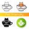 Cat friendly cafe icon. Kitten permitted food service establishment. Domestic animals allowed territory, pets welcome