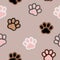 Cat Furry paws pattern for textile fabrics. Seamless pattern vector illustration. Childish cute background, paw texture.