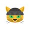 Cat Gangsta face. Angry pet muzzle. Animal bully member of gang of street criminals