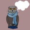 Cat glasses and a scarf.fashion anthropomorphic character of cat