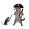 Cat gray pirate drinks rum 2