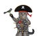 Cat gray pirate at helm of ship