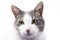 Cat with green eyes. Beautiful stunning domestic cat with green eyes. Ad banner commercial or for any concept. Cat on