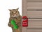 Cat with green mask closes hotel door 2