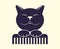 Cat grooming. Zoo Salon, monochrome flat icon