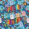 Cat group colorful seamless pattern