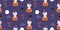 Cat Halloween seamless vector patterns with pumpkin baby trick or treat kids kawaii vector animal horn horse fairytale