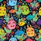 Cat happy fish dream colorful seamless pattern