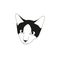 Cat head drawing in minimalist style for tattoo. Simple and stylish pet illustration