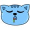 Cat head emoticon sleeping soundly and drooling, doodle icon image