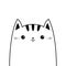 Cat head face silhouette. Black contour. Pink blush cheeks. Cute kawaii animal. Meow. Baby card. Cartoon funny character. Pet