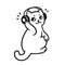 Cat with headphones listening music