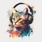 cat with headphones, t-shirt design