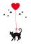 Cat with heart balloon