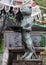 Cat holding a bowl statue outside the Cosmic Cafe on Oak Lawn in Dallas, Texas.