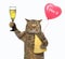 Cat holds white wine and cheese