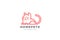 Cat Home pets Logo abstract design vector template Linear style