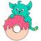 Cat is hugging a delicious and sweet creamy donut, doodle icon image kawaii