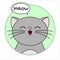 Cat. Icon Meowing cat. Gray cat with a Whiskers in a Round icon. Modern flat vector illustration