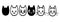 Cat icons collection. Kittens emoji symbols set. Black and white simple outline cats head emoticon pictures.