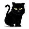 Cat Illustration clipart. A black cat is sitting facing her. It has yellow eyes that look mysterious.