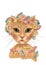 Cat illustration with curlers and green eyes