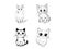 Cat Illustrations in Outline Style